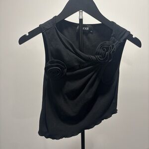 Cider Black Floral Applique Sleeveless Camisole